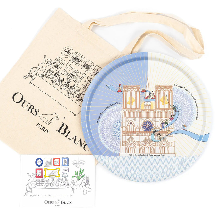 Packaging Ours Blanc Paris du plateau en bois stratifié sur Notre-Dame de Paris