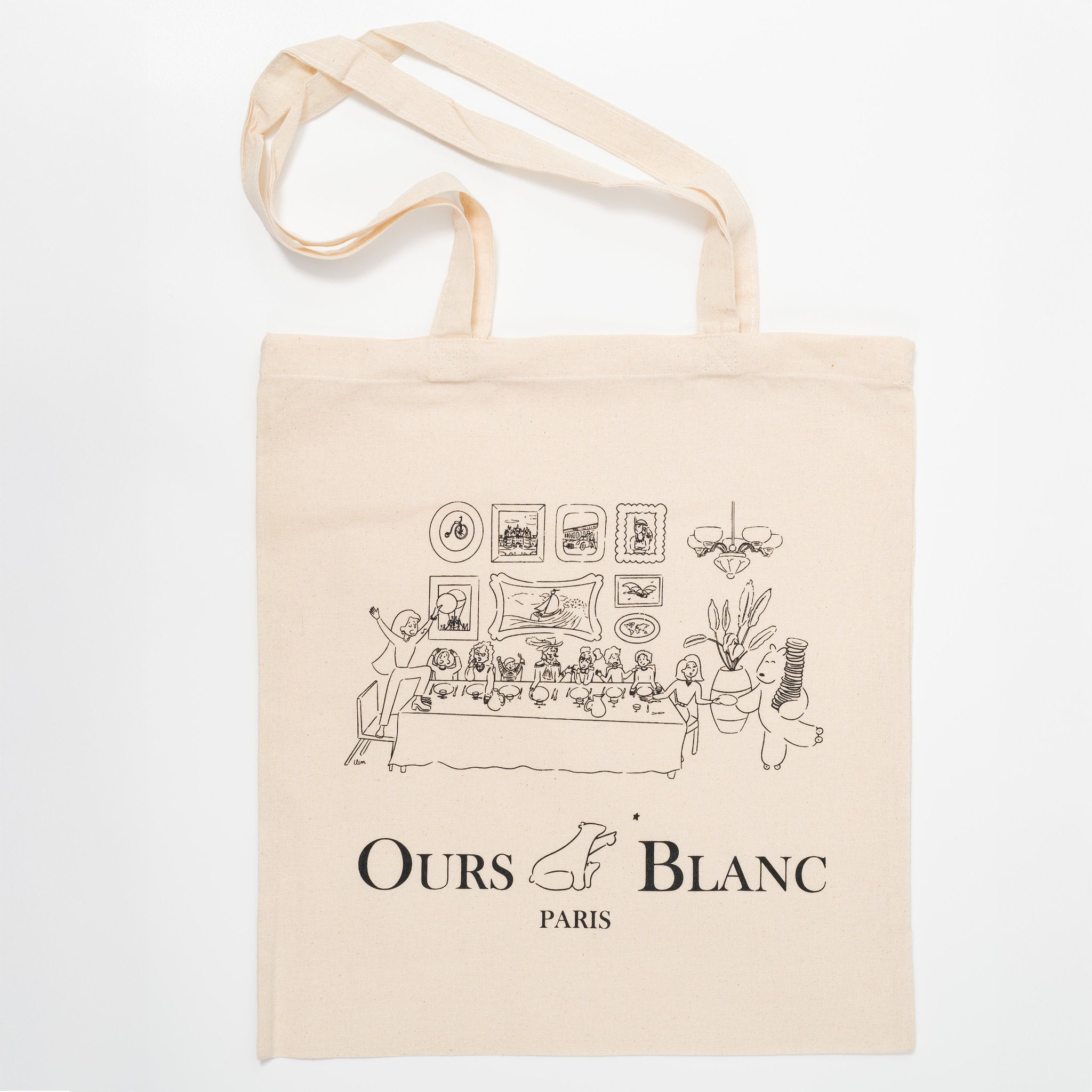 Tote bag en tissu Ours Blanc Paris - Accessoire de mode haut de gamme