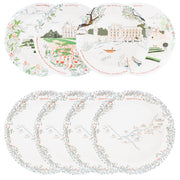 Service complet - Les châteaux de la Loire - 4 grandes assiettes en mélamine Ø 24 cm et 4 assiettes en mélamine Ø 21 cm à dessert.