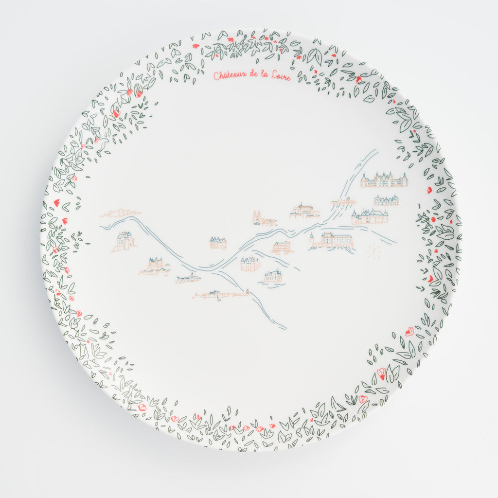 Grande assiette en mélamine 24cm illustrée Châteaux de la Loire