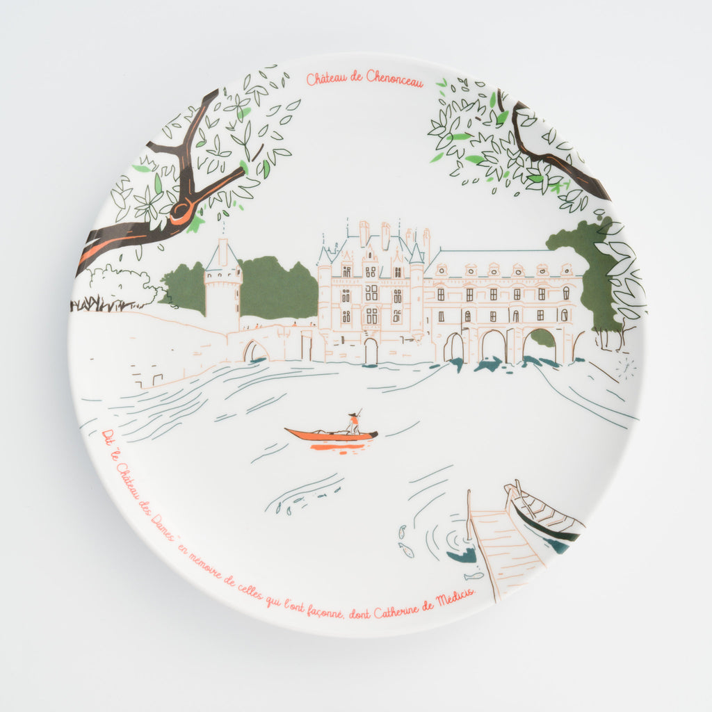 Assiette à dessert Château de Chenonceau - Vaisselle en mélamine haut de gamme