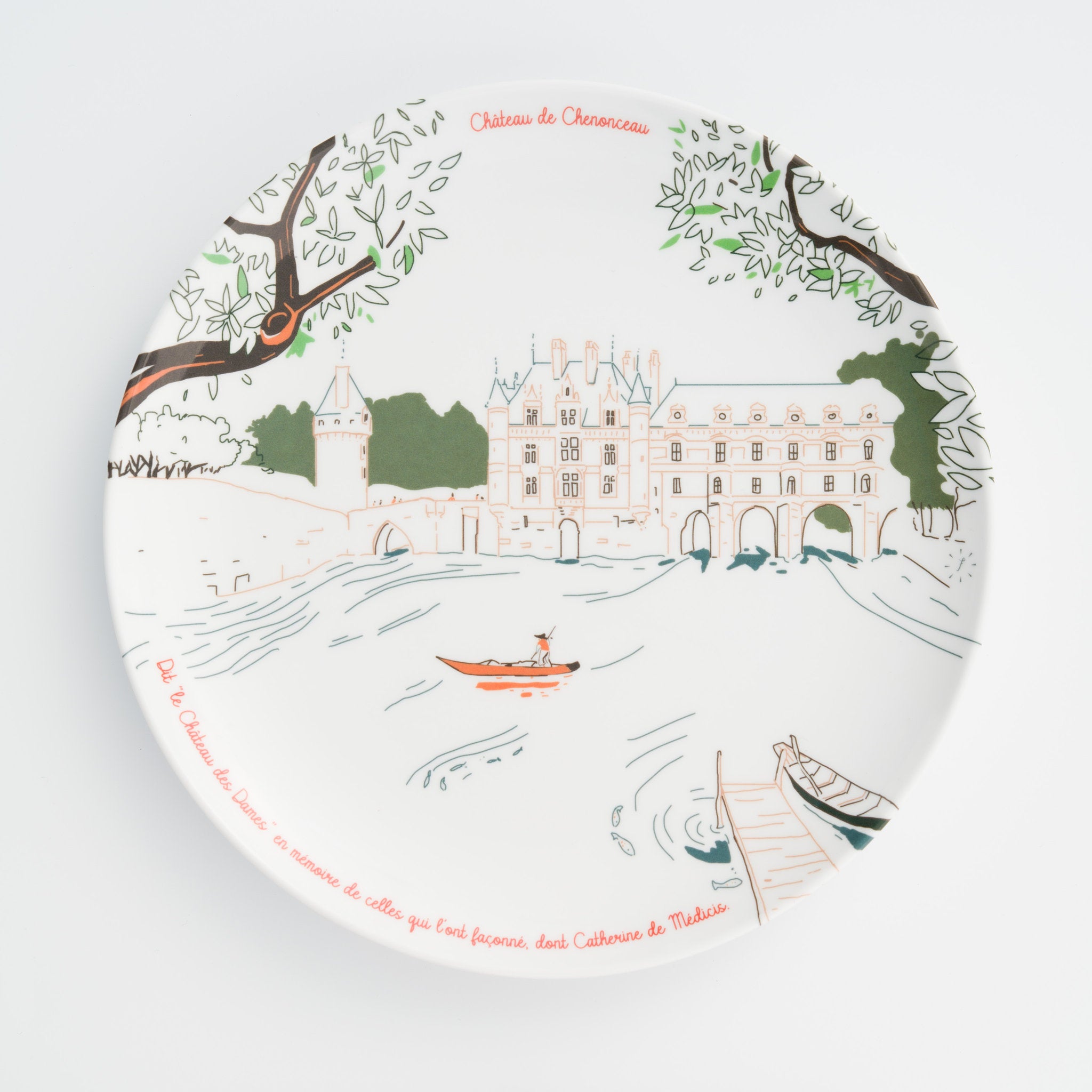 Assiette à dessert Château de Chenonceau - Vaisselle en mélamine haut de gamme