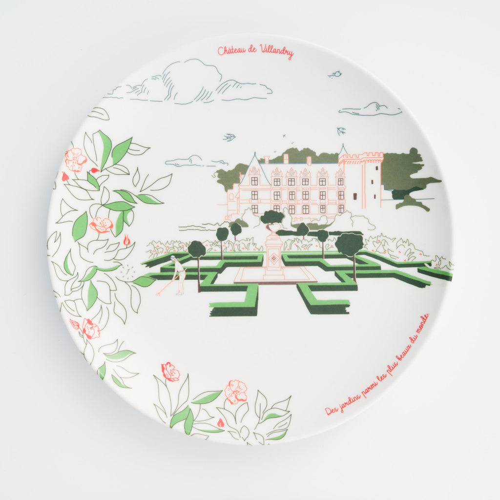 Assiette à dessert design Château de Villandry - Cadeau culturel original