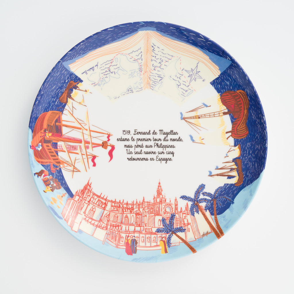 Assiette en mélamine Fernand Magellan - Vaisselle en mélamine thématique Explorateurs