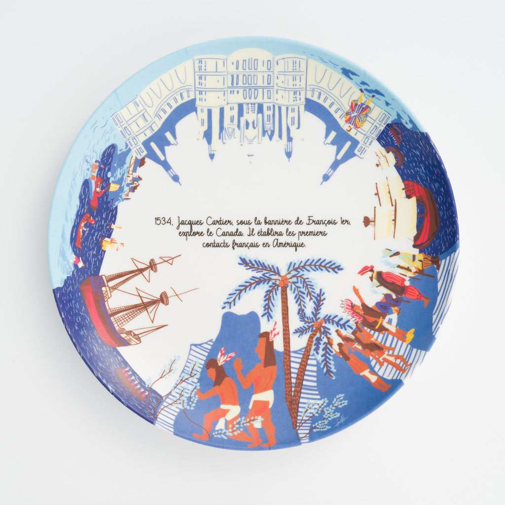 Assiette à dessert thématique Jacques Cartier - Vaisselle en mélamine illustrée