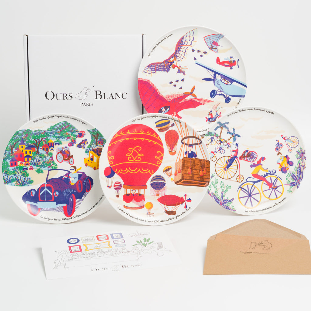 Cadeau original : Coffret d'assiettes en mélamine haut de gamme sur les inventions