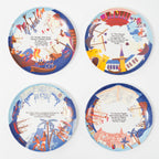 Coffret de 4 assiettes à dessert en mélamine biosourcée - Les Grands Explorateurs