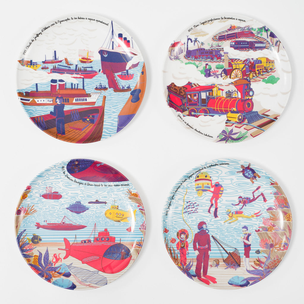 Coffret 2 - Grandes Inventions Françaises - Scaphandre, Locomotive, Sous-marin, Bateau à vapeur