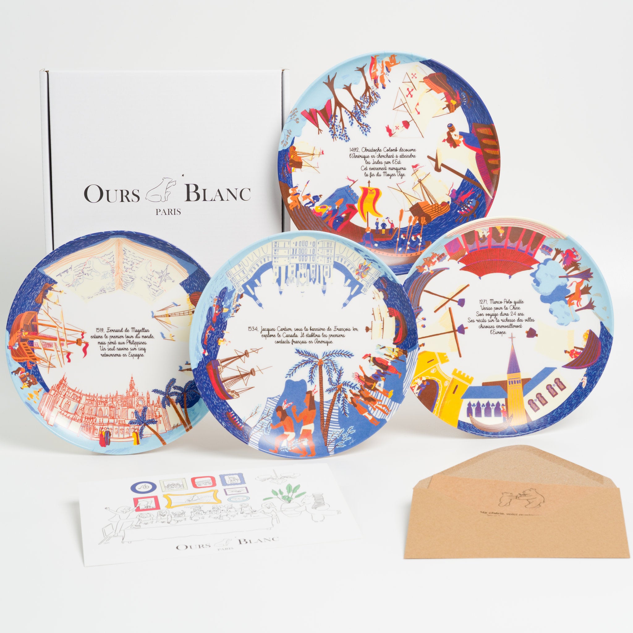 Idée cadeau : Coffret de vaisselle en mélamine prestige collection Grands Explorateurs