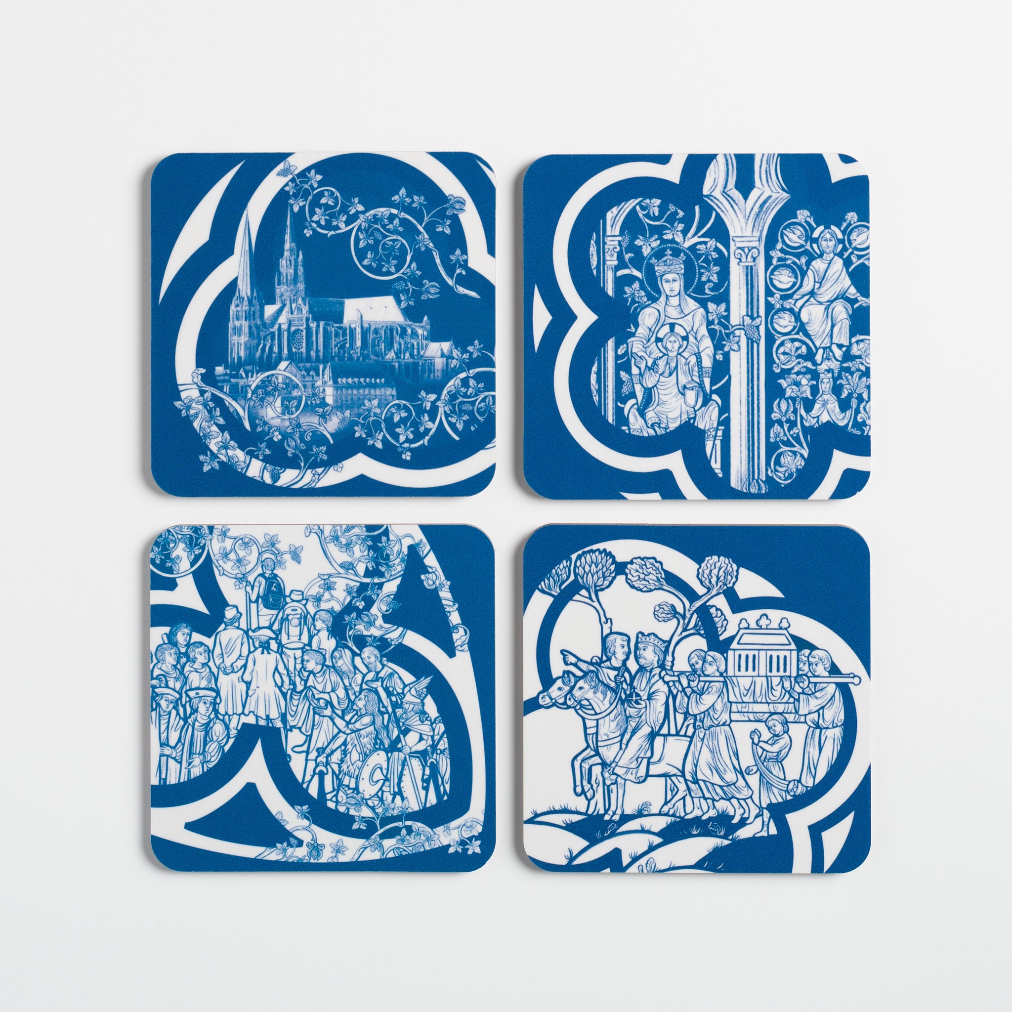 Dessous-de-verre bois Chartres, illustration historique de manufacture française.