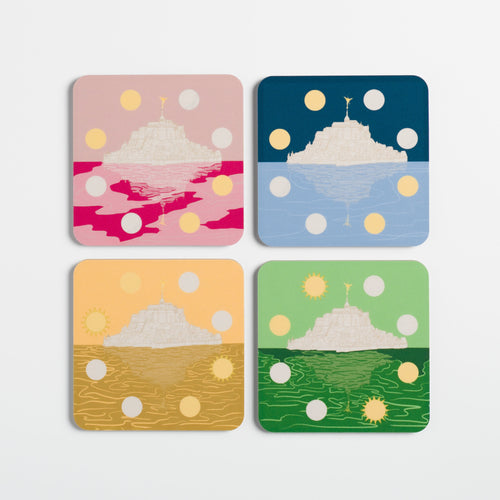 Set de dessous-de-verre Mont-Saint-Michel, souvenir de manufacture française.