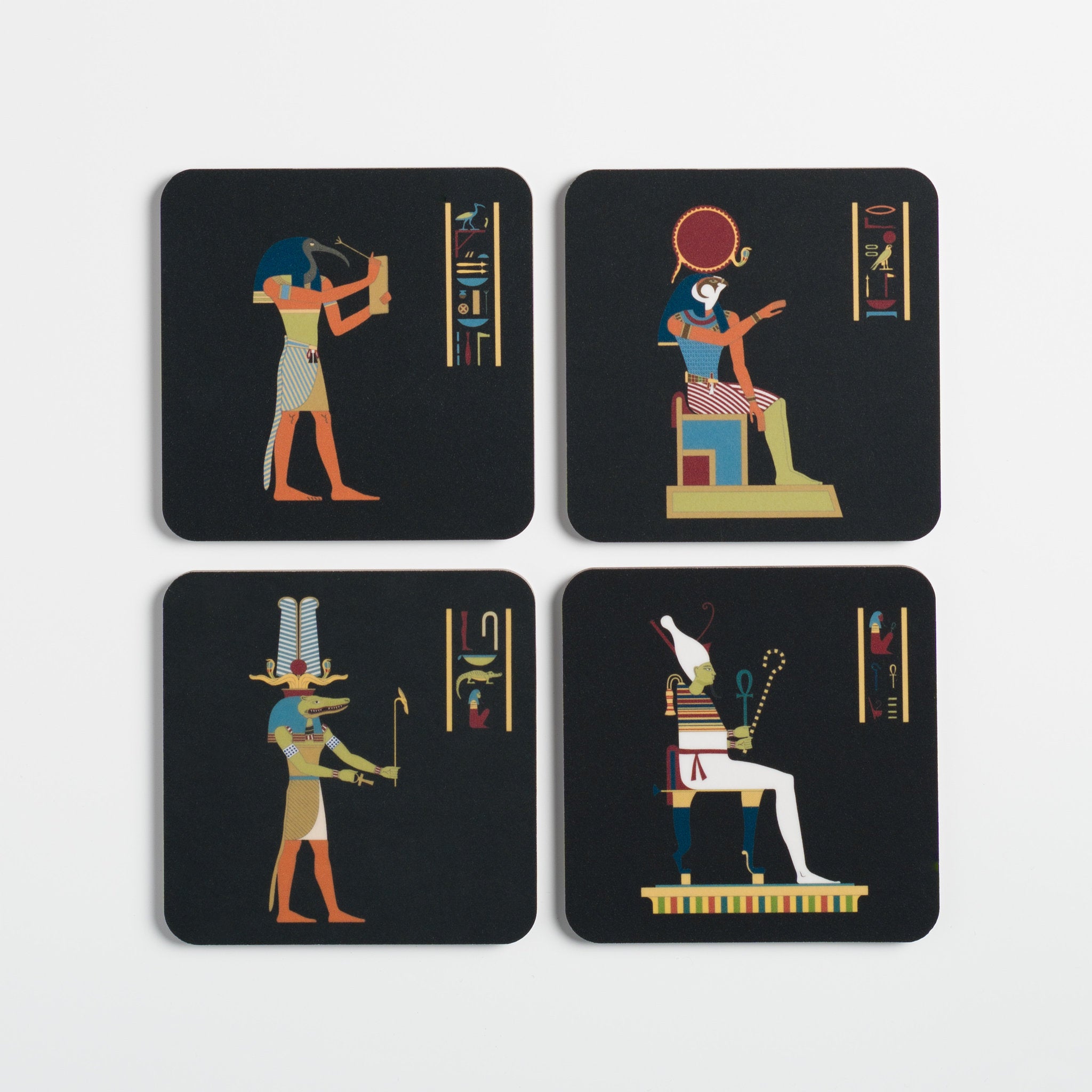 Set de dessous-de-verre Égypte Noir, idée cadeau culturelle de manufacture.