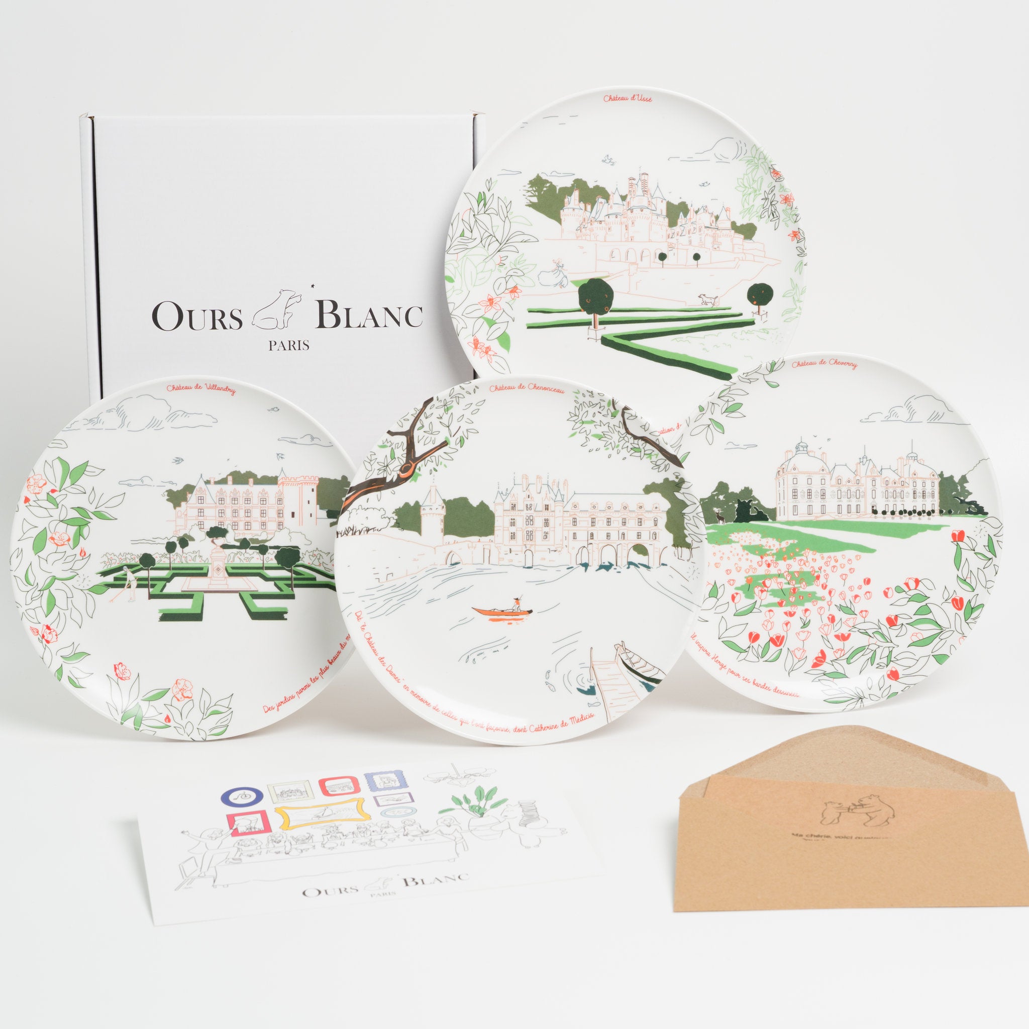 Assiette en mélamine illustration Château de Cheverny - Assiette à dessert historique