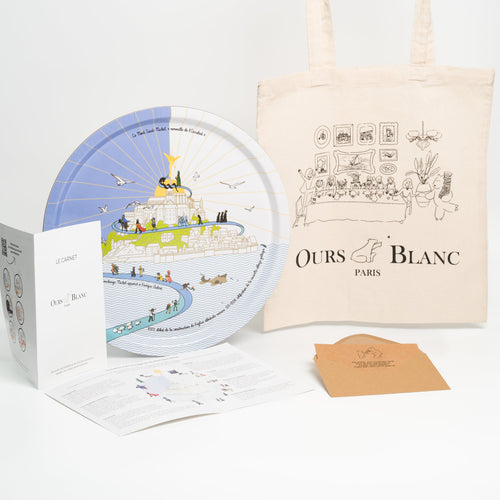 Plateau de service bois Mont-Saint-Michel, objet de manufacture haute résistance. À offrir