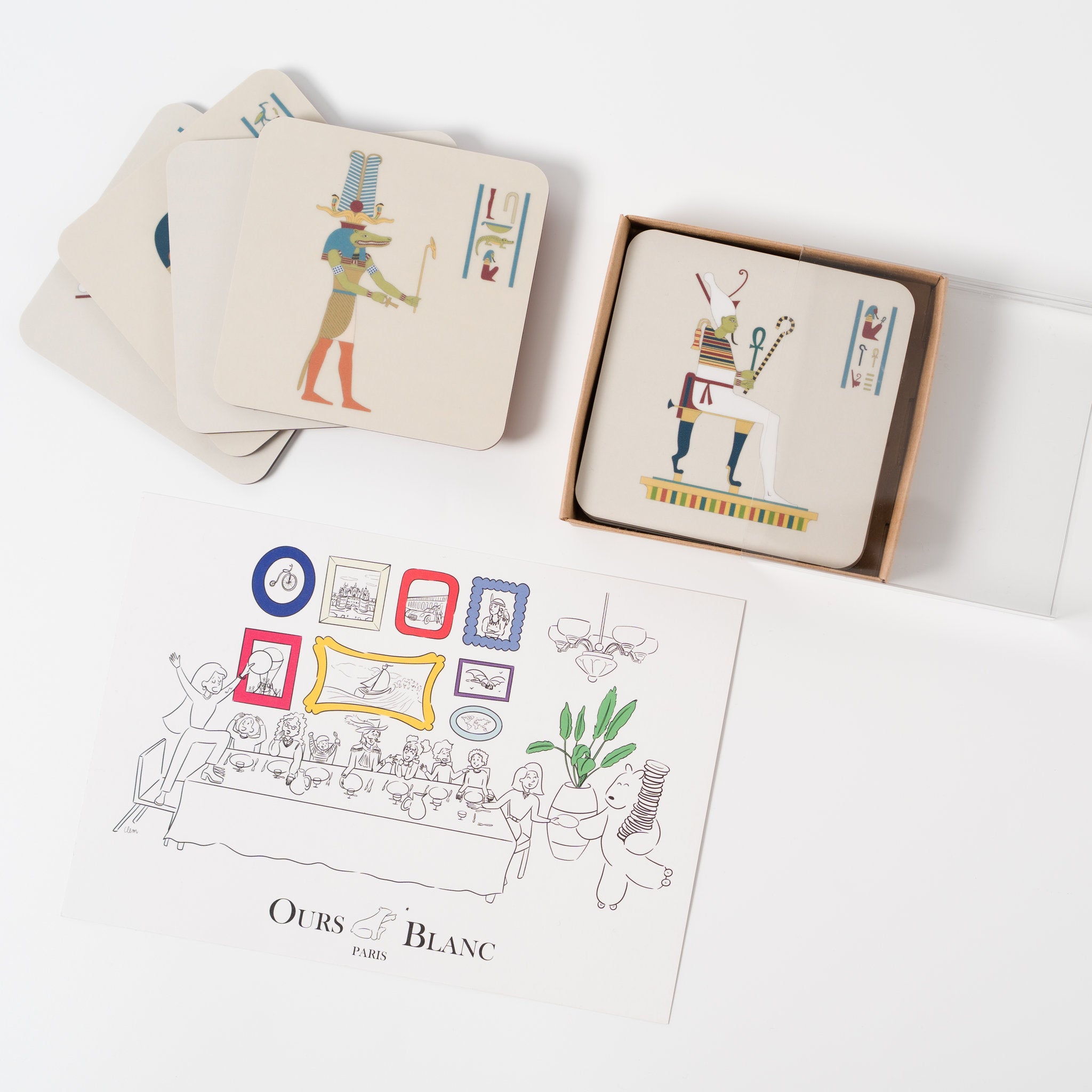 À offrir. Dessous-de-verre bois beige Égypte, accessoire de table de manufacture Ours Blanc Paris.