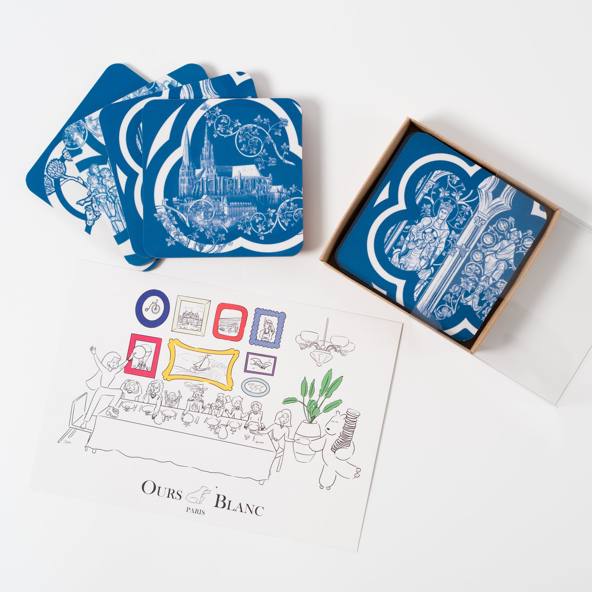 Dessous-de-verre bois Chartres, illustration historique de manufacture française. À offrir