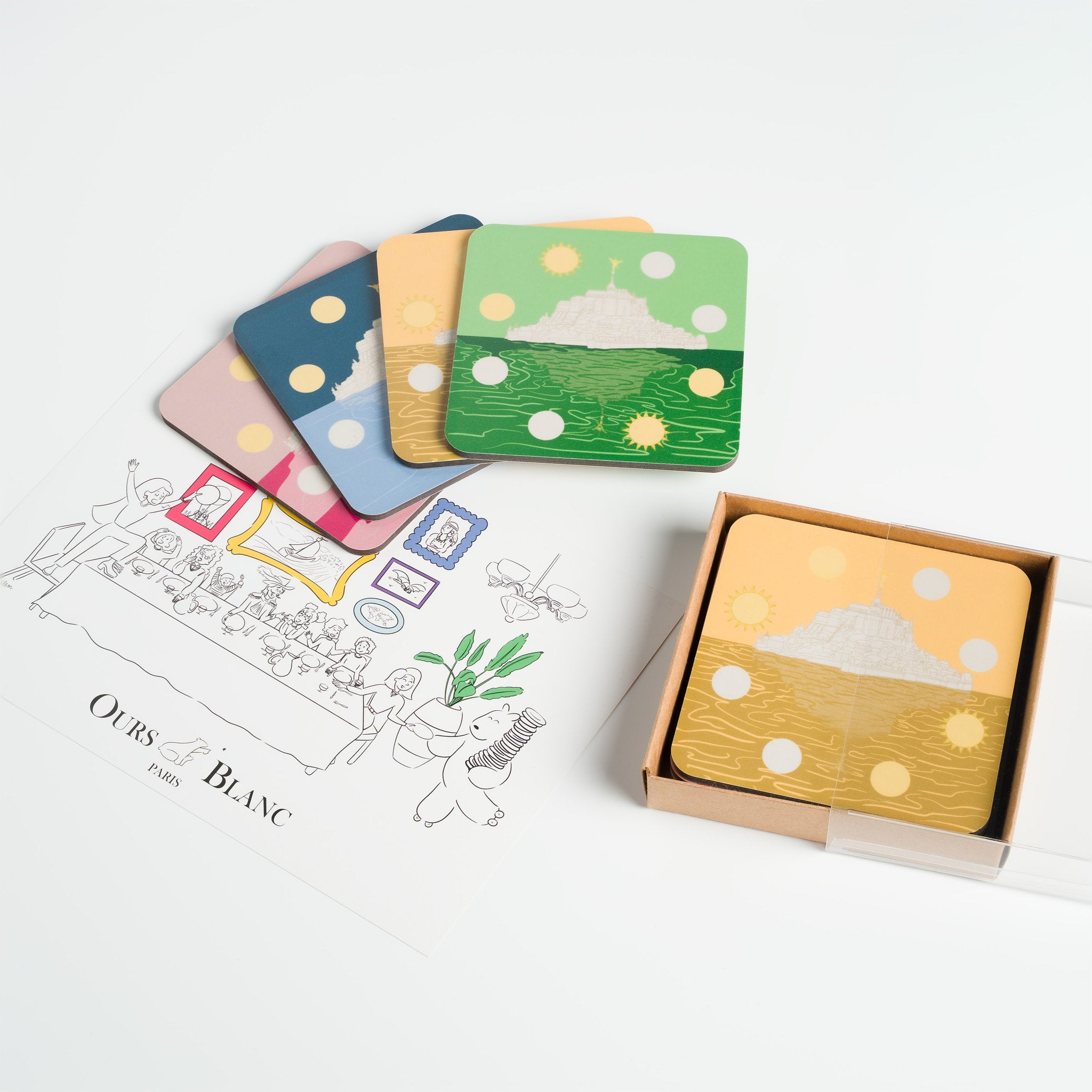 Dessous de verre design manufacture française décor architectural Mont-Saint-Michel.