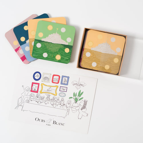 Set de dessous-de-verre Mont Saint Michel, dans une boîte prêt à offrir.