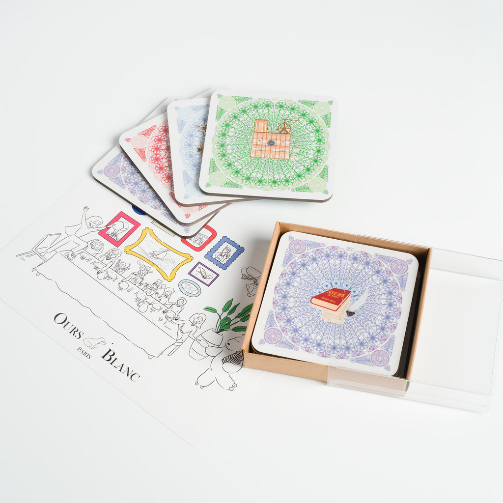 Dessous de verre manufacturés en France collection Notre-Dame de Paris vue de profil.