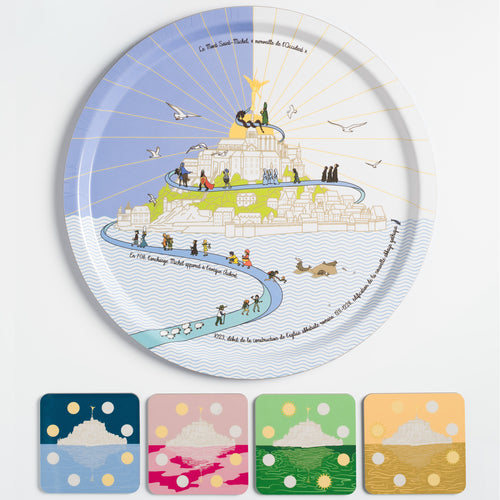 Duo plateau et dessous-de-verre Mont-Saint-Michel, Ours Blanc Paris.