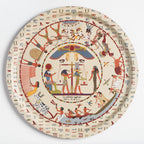 Plateau de service bois beige Égypte Antique, illustration de manufacture française.