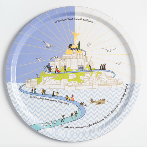 Plateau de service bois Mont-Saint-Michel, objet de manufacture haute résistance.