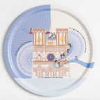 Plateau de service bois Notre-Dame de Paris, illustration vive de manufacture française. Ours Blanc Paris.