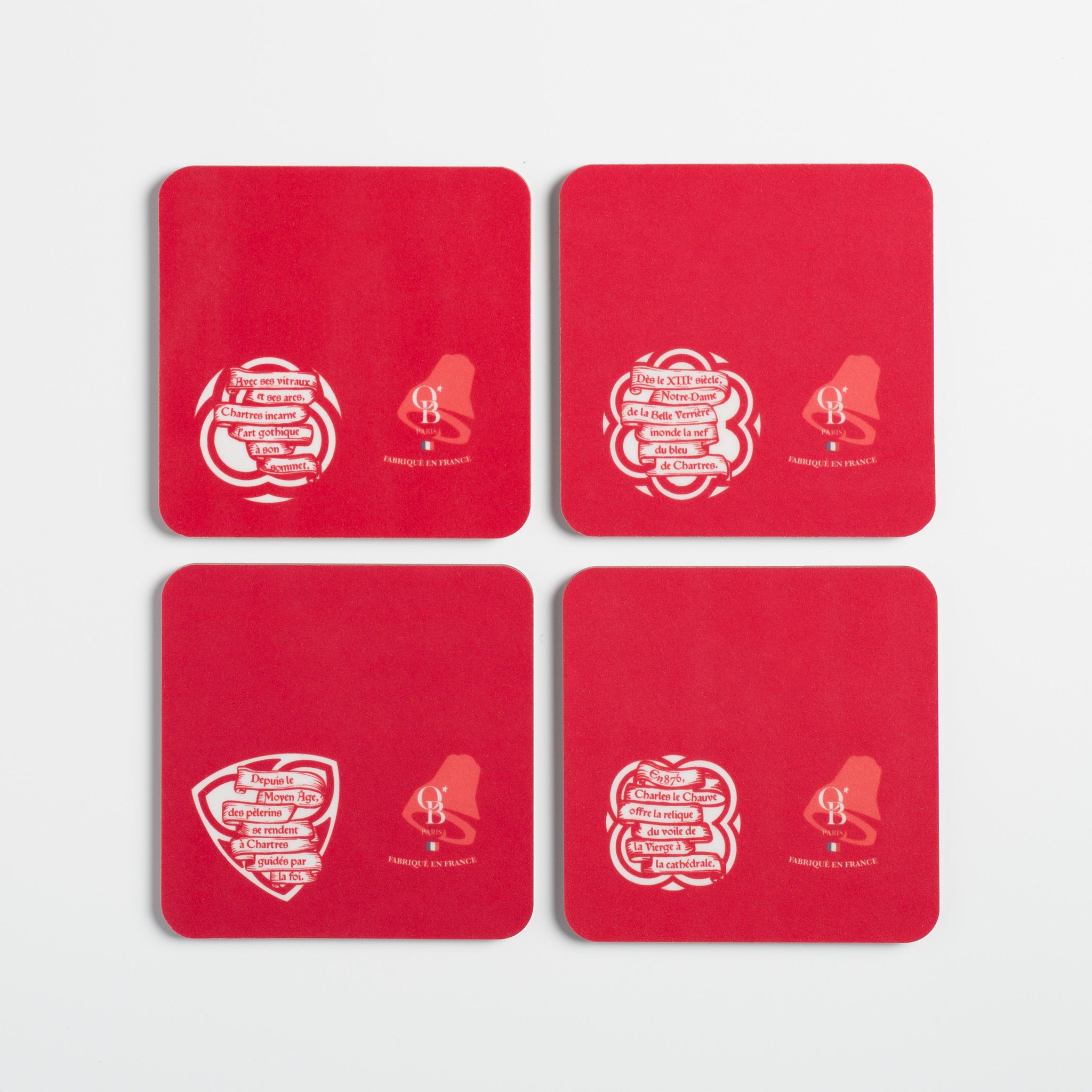 Verso Dessous-de-verre bois Chartres, illustration historique de manufacture française.