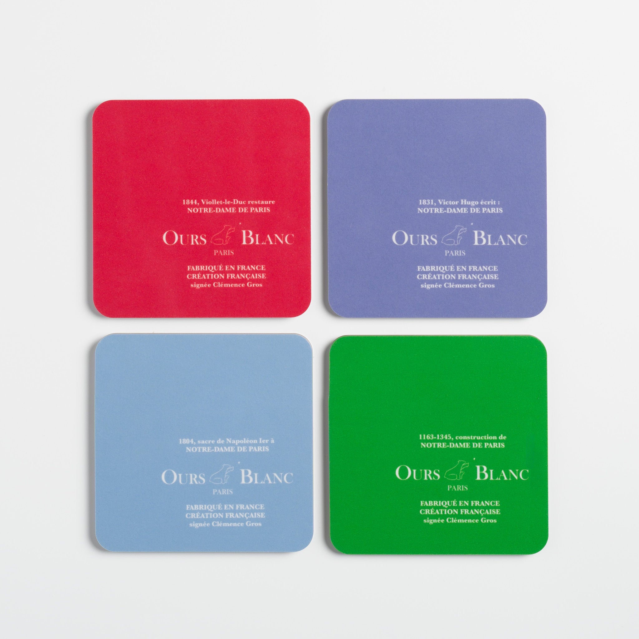 Set de dessous-de-verre Notre-Dame de Paris. Verso