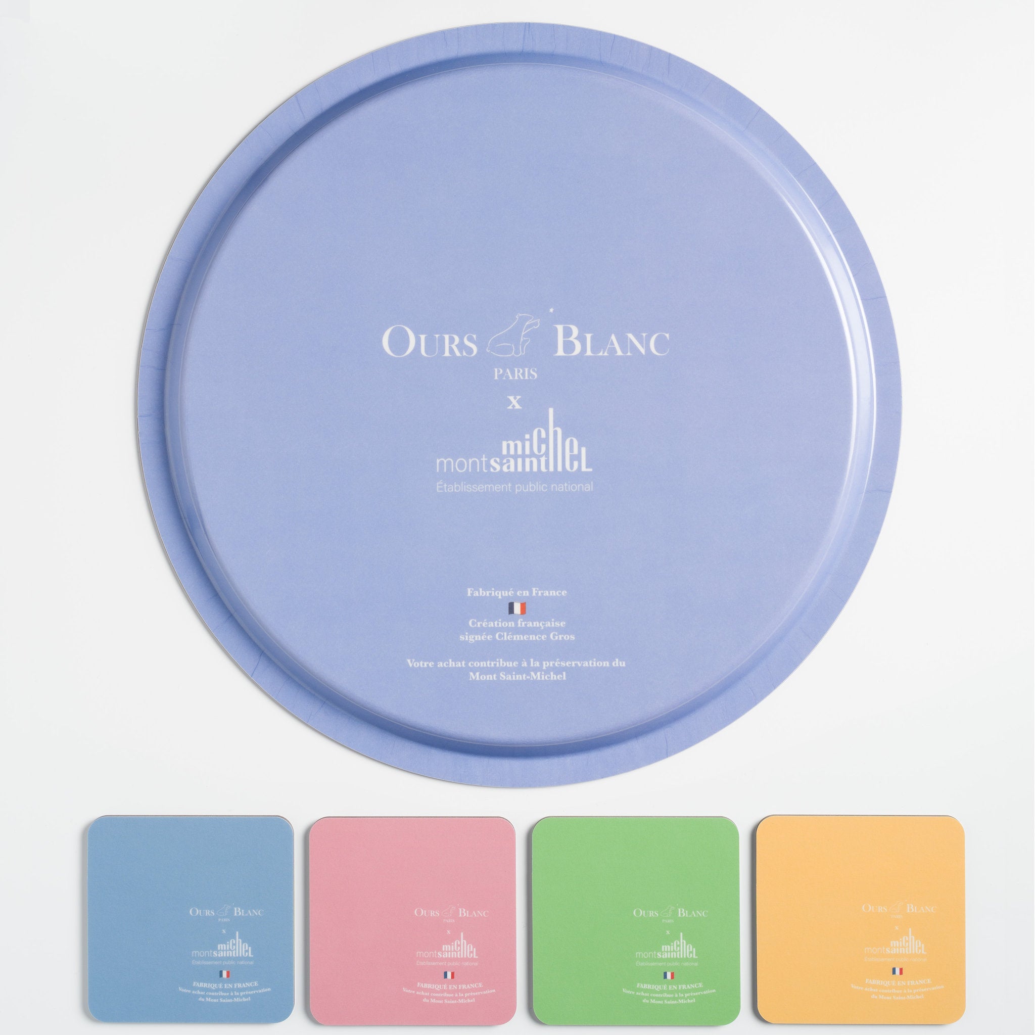 Set de dessous-de-verre et plateau Mont Saint-Michel. Verso